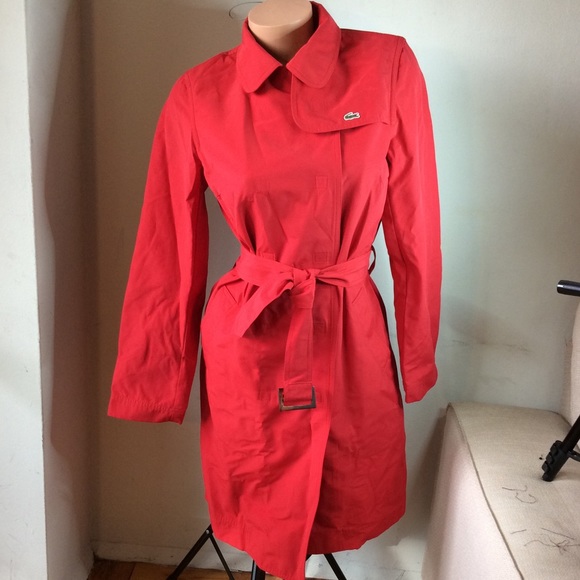Lacoste Jackets & Blazers - 🎉Lacoste Long Red Trench Coat Size 38/8🎉